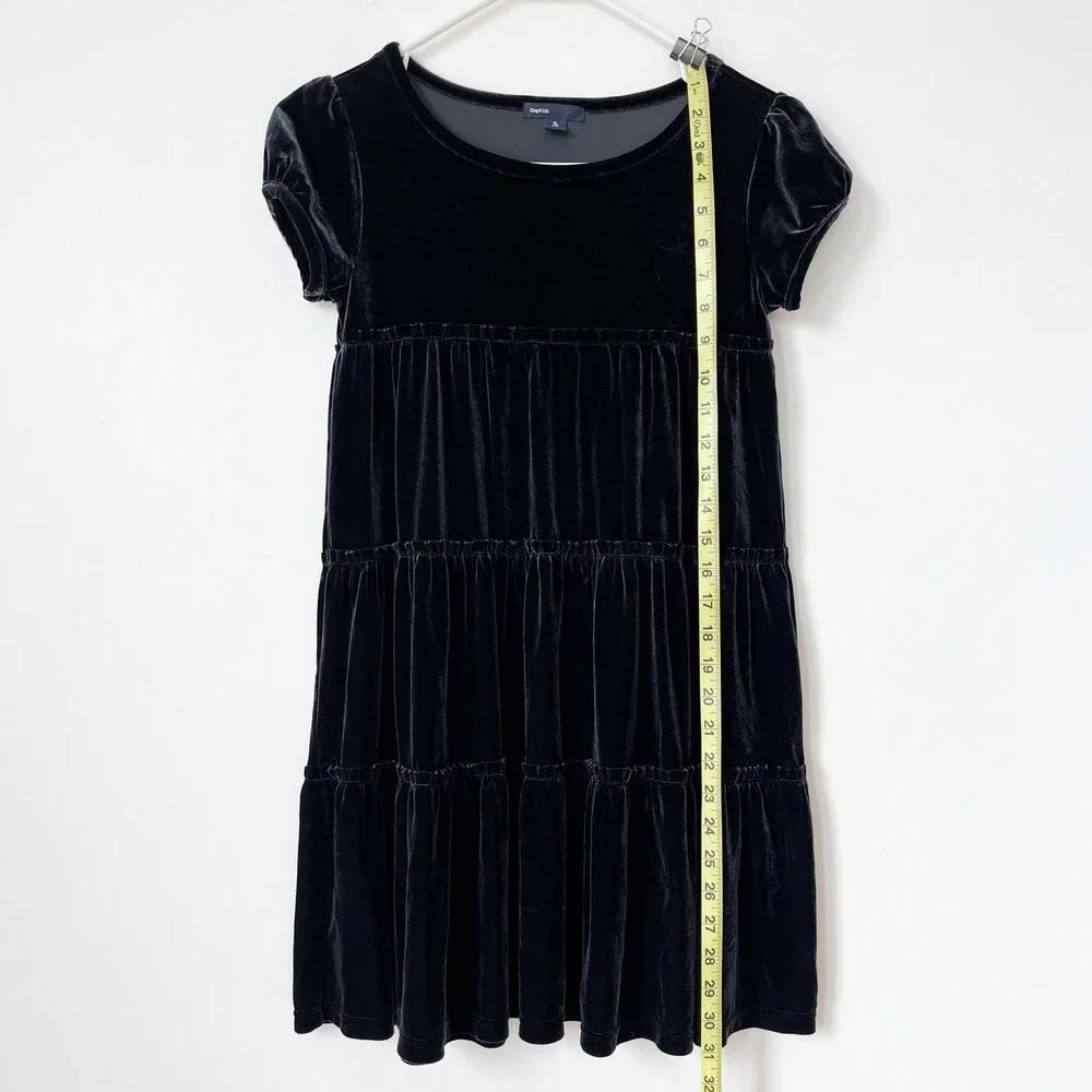 Gap Kids Velvet Tiered Dress Girls XL 12 Black